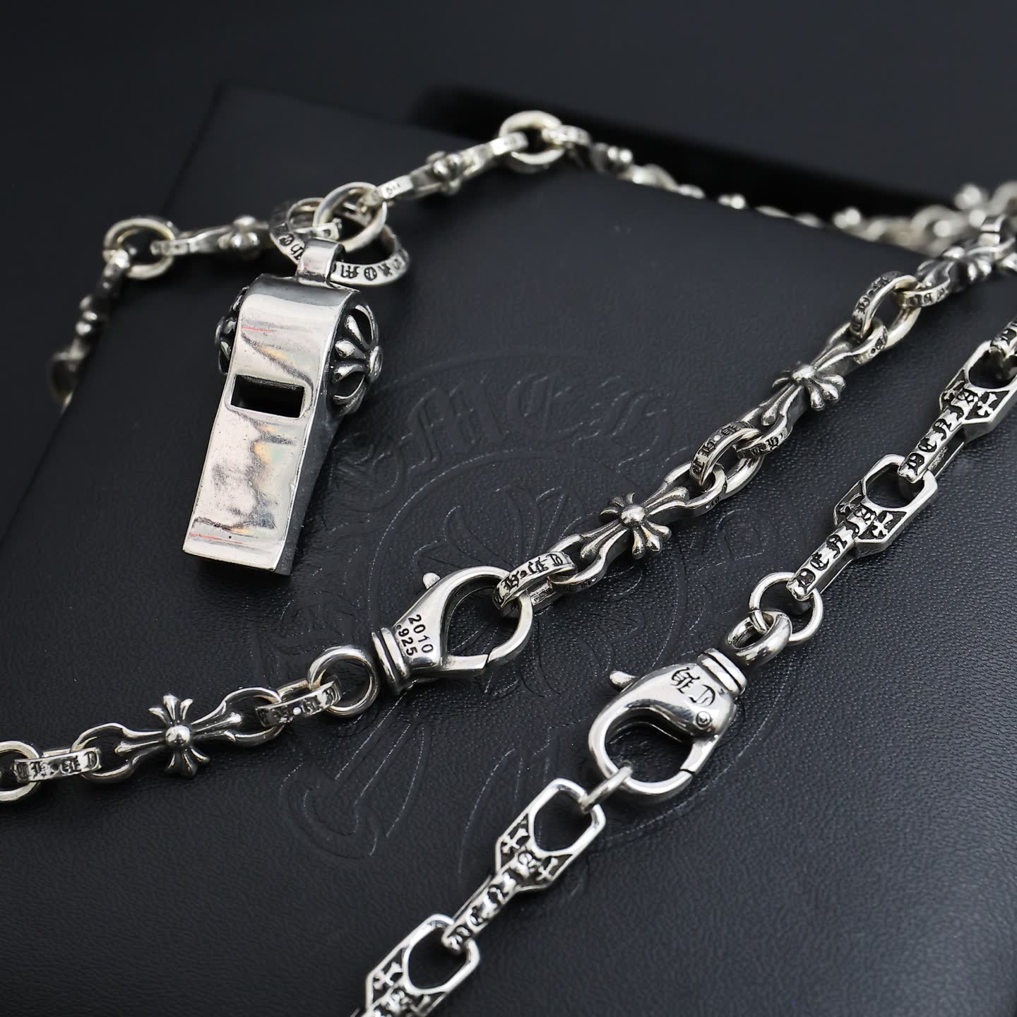 Chrome Hearts Charm Hearts Silver Whistle Pendant Necklace
